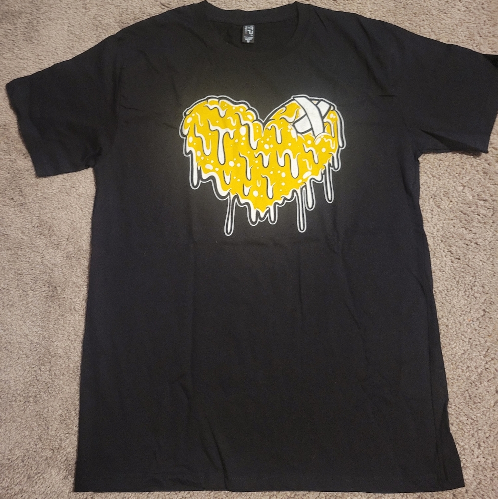 Drip T-shirt, black, yellow and white, Medium, New, never worn